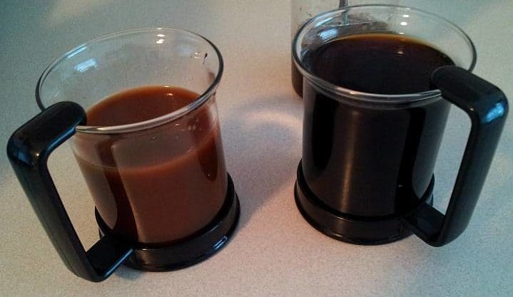 two glass cups with cold brew coffee